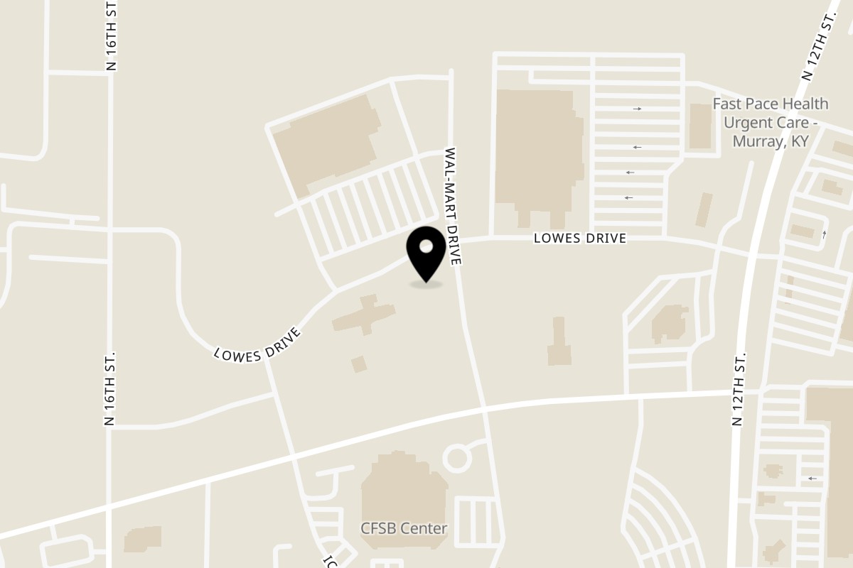 Map showing the location of Mister B's Pizza & Wings Murray on 807 Wal-Mart Dr in Murray